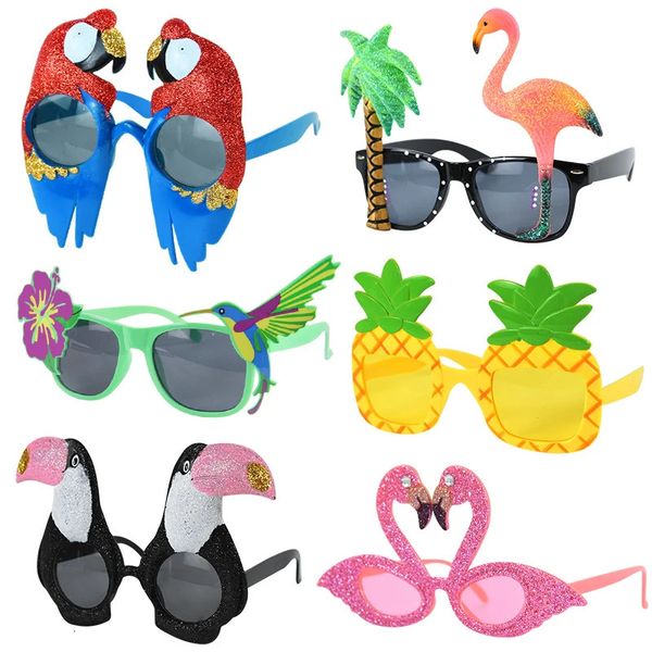 Andere Event-Party-Zubehör, 6 Stück/Set, Hawaii-Party-Sonnenbrille, Flamingo, tropischer Luau-Pool, Strand-Party-Dekorationszubehör, lustige Brille, Po-Requisiten, Hochzeit 231023