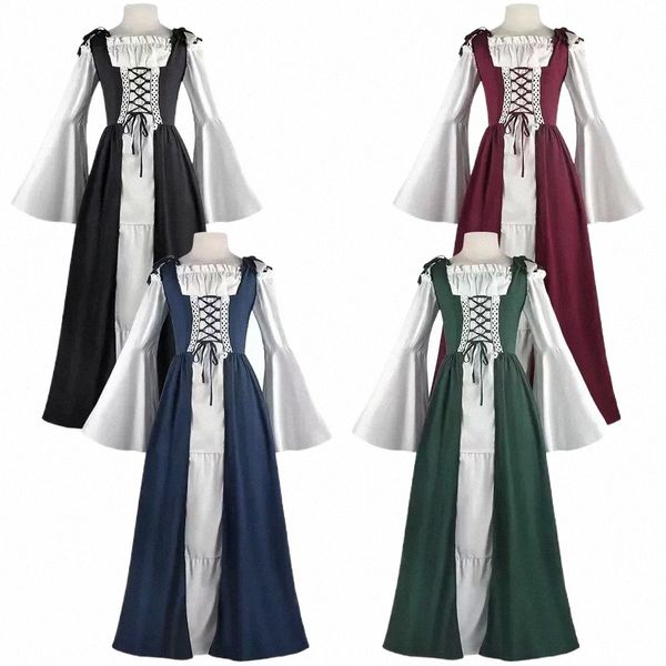 Costumi di Halloween per le donne Costumi sexy medievali Abiti rinascimentali per adulti Abiti Festa di carnevale Costume corsetto vittoriano irlandese Cosplay Vestire XS-3X v3uy #