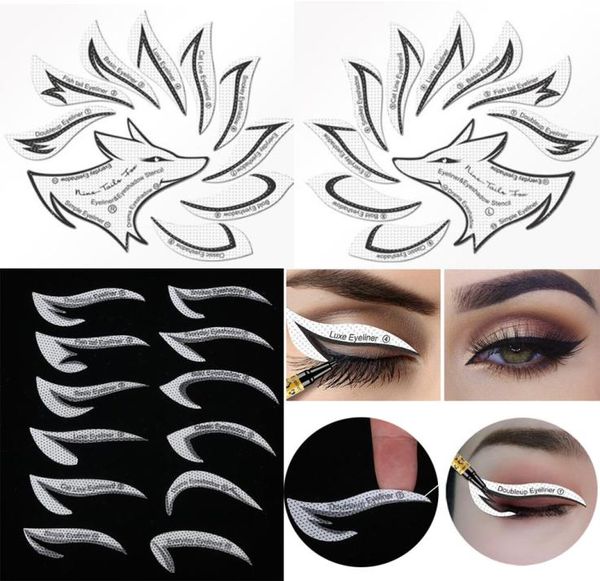 24 pezzi Stencil eyeliner Stencil Maggio di trucco per occhio Card Card 12 Styles Eyeliner Non tessuto Eyeliner Eyeshadow 3 minuti Strumenti di modellatura 3274232