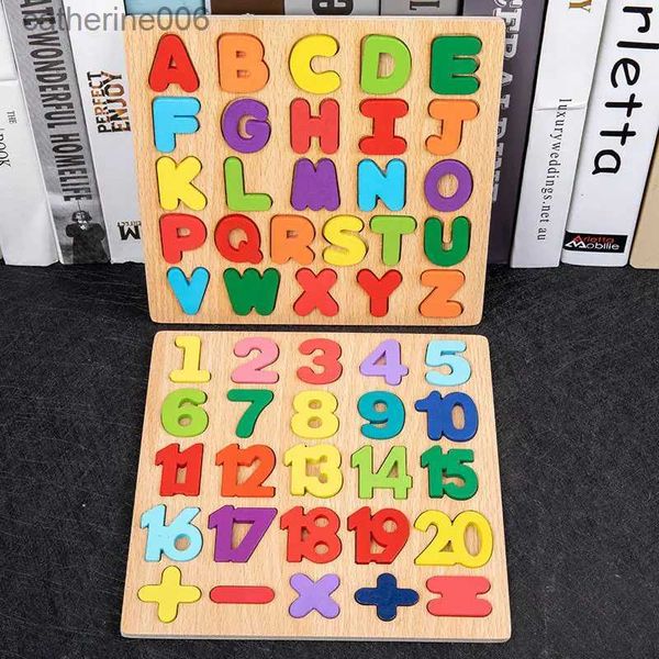 Outros brinquedos Montessori Puzzle de madeira 3D Alfabeto Letras Número Jogo de correspondência Bebê Crianças Brinquedos Educação Brinquedo de aprendizagem para crianças de 2 a 4 anosL231024