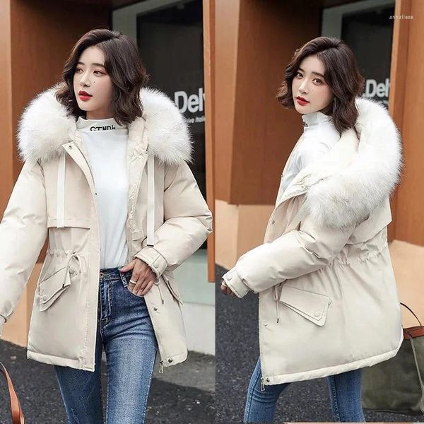 Giacca invernale da donna Trench 2023 Parka da donna Caldo Parka casual Abbigliamento Giacche Fodera in pelliccia femminile con cappuccio Cappotto da neve spesso Mujer