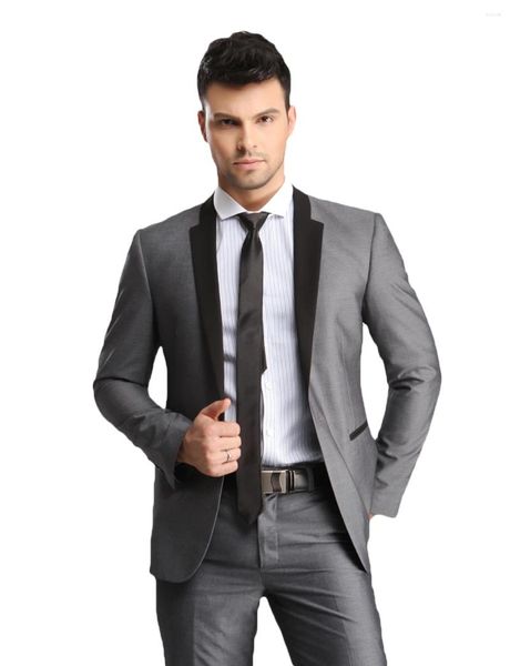 Abiti da uomo Abito 2 pezzi Abito grigio slim fit Tux