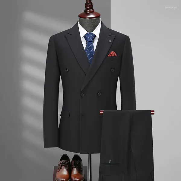 Herrenanzüge Boutique Plus Fat (Anzughose), große Größe, lockerer Anzug, professionelles formelles Herrenkleid, Bräutigam, Hochzeit, zwei Sets