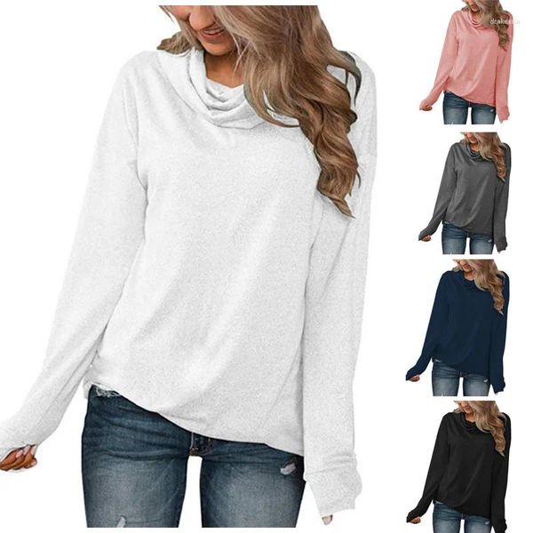 Frauen Blusen Einfarbig Pullover Pile Kragen Langarm Hemd Herbst Bluse Blusas Mujer Tops