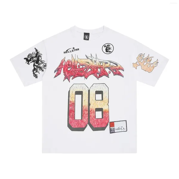 Magliette da uomo T-shirt con stampa di lettere di design alla moda Hellstar Cotone di alta qualità e abbigliamento da strada a maniche corte da donna