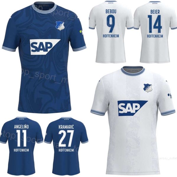 23/24 Club TSG Hoffenheim Futebol 27 Andrej Kramaric Jerseys FC 14 Maximilian Beier 1 Oliver Baumann 6 Grischa Promel 29 Kevin Vogt 16 Anton Stach Camisa de Futebol Kits