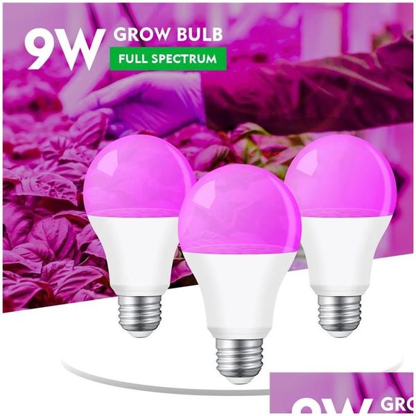 Grow Lights E27 Pflanzenwachstumslicht LED BB FL Spectrum 18 LEDs 9W Pflanzen Blumensämling Hydroponic Veg Blumen Wachsendes Zelt Drop Del Dhfaq