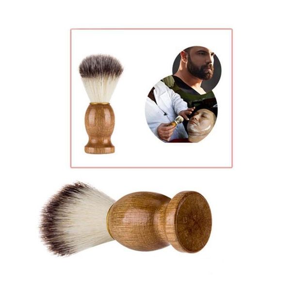 Escova de barbear para barbeiro, cabo de madeira natural, escova de barba para homens, melhor presente, ferramenta de barbeiro para homens