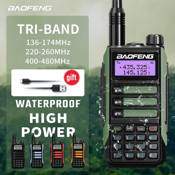 Walkie Talkie BaoFeng UV16 Walkie-Talkie Tri Band Presunto de caça profissional à prova d'água Carregador tipo C de longo alcance VHF UHF Rádio portátil bidirecional 231023