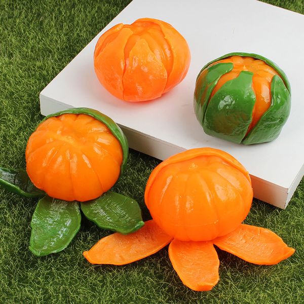 Peeling laranja imitação laranja frutas brinquedos de descompressão tpr adesivo macio criativo descompressão lenta rebote brinquedos atacado
