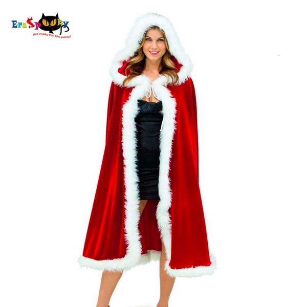 Cosplay 2017 Kadın Seksi Uzun Santa Pelerin Veet Cape Kırmızı Binicilik Kapşonlu Karnaval Kostüm Kadın Noel Cosplaycosplay