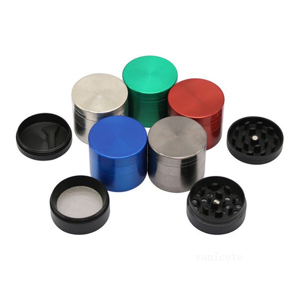 Moedores de pimenta Herb Grinder Metal Ginder 40-63mm 4 Camada Ferramenta de Tabaco para Fumar 9 Cores Zicn Liga Dentes Manual GrinderLT594