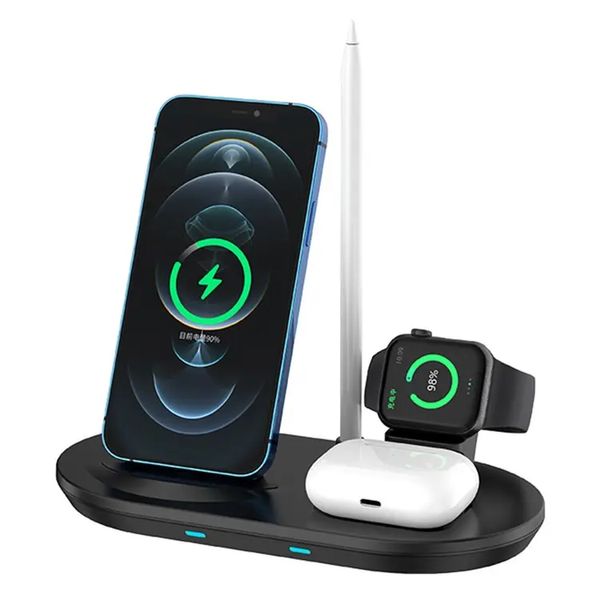 JJT-885 4-in-1-Wireless-Ladegerät für iPhone / Apple Watch / AirPods / Apple Pencil Multifunktions-Schnellladestation mit 15 W – Weiß