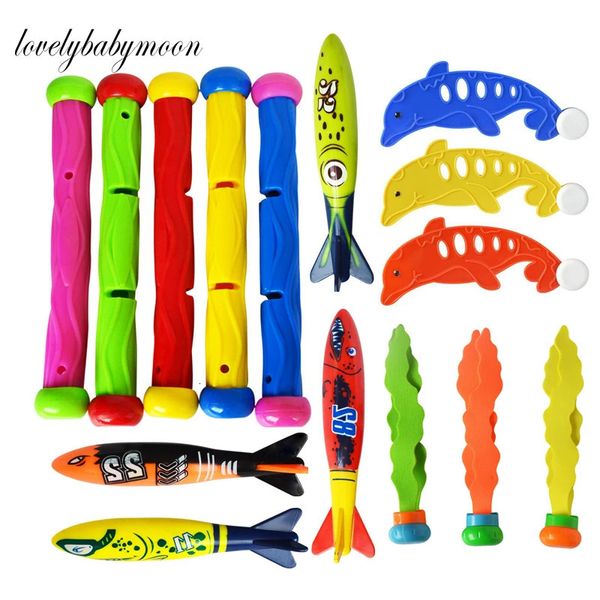 Brinquedos de banho para bebês, 15 peças, conjunto de brinquedos para piscina de mergulho, piscina subaquática, brinquedos para crianças, verão, jogo ao ar livre, varas de mergulho, golfinhos 231024