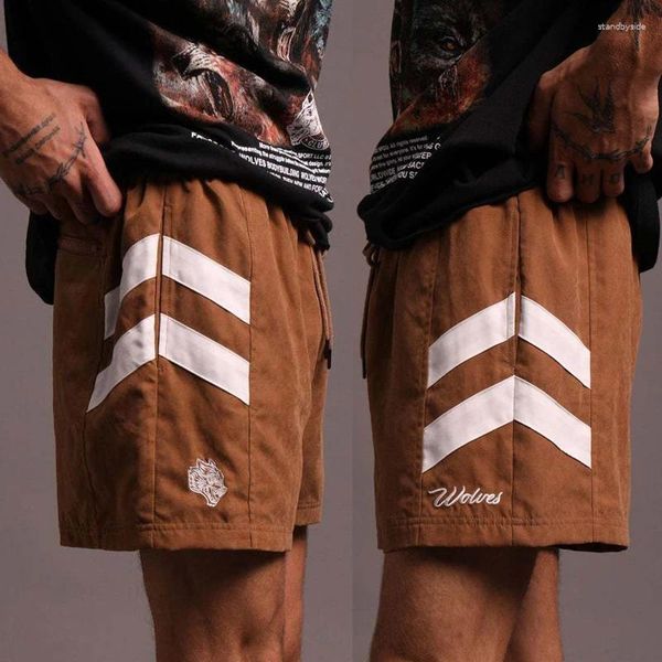 Shorts masculinos estilo americano marca de moda verão homens esportes fitness basquete treinamento secagem rápida respirável praia calça