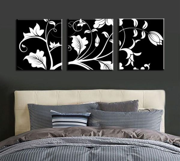 Sem moldura 3 pçs preto branco flor árvore moderna grande hd impressão pintura em tela imagem da arte para sala de estar casa arte da parede decor1588696