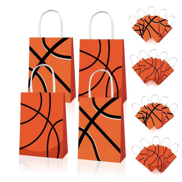 Confezione regalo BD081 12 pezzi Sacchetti di carta da imballaggio Sport Gioco di basket Festa di compleanno Decorazioni portatili per baby shower