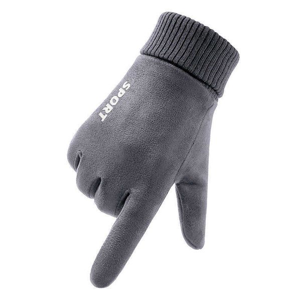 Перчатки с пятью пальцами, замшевые перчатки, мужские осенние и зимние ветрозащитные плюшевые перчатки с расширенным замком, открытые полпальца, два пальца для верховой езды