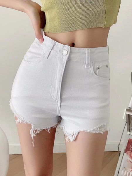 Shorts femininos mulheres 2023 outono moda casual estilo bolso denim retro cintura alta chique zipado pano pantalones mujer