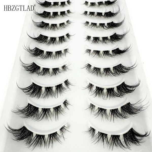 Cílios Falsos 10 pares Mink Invisível Banda Lash Extensão Natural Cruz Cluster Fada 3D Falso Grande Olho Longo Falso Lashe 231024