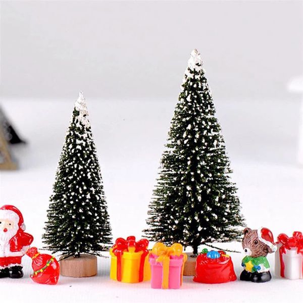 Decorações de Natal 1 PC Artificial Árvore de Natal Estatueta Sisal Seda Cedro Pinheiro Mini Miniatura Micro Paisagem Ano Fada Jardim Decoração 231023