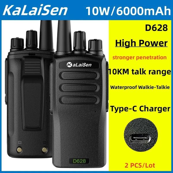 Walkie Talkie Original portátil D628 Walkie-talkie UHF MHz FM HF Transceptor Rádio bidirecional portátil para caminhoneiros Intercomunicador sem fio de alta potência 231023