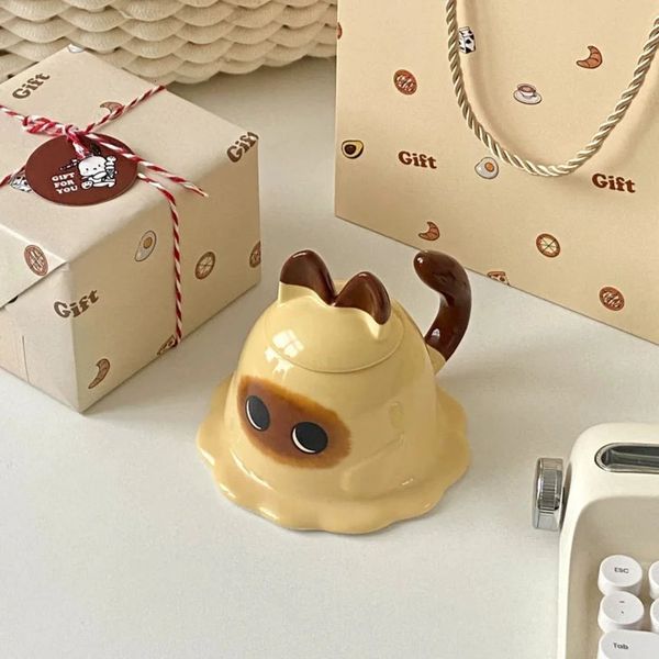 Tazze Kawaii Gatto siamese Purè di patate Tazza da caffè Simpatica tazza in ceramica Tazze da latte Alto livello di apparenza Accessori da cucina Bicchieri 231023