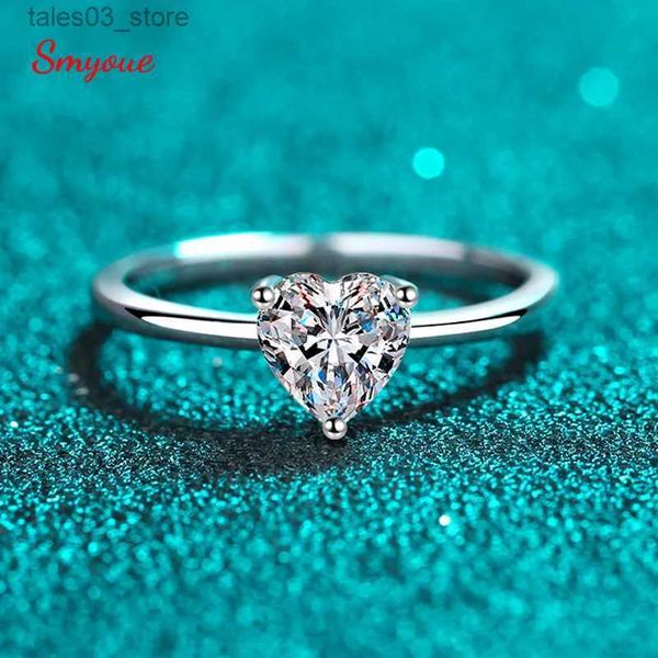 Fedi nuziali Smyoue Oro bianco 0,5 ct 5 mm Anello in moissanite con taglio a cuore per donna S925 Argento massiccio Lab Diamond Wedding Band Gioielli di lusso GRA Q231024