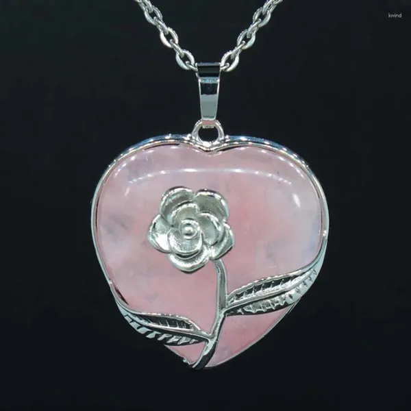 Collane con ciondolo Pietra di cristallo a forma di cuore Quarzo rosa naturale Ametista Lapislazzuli Agata verde avventurina Collana di gioielli da donna