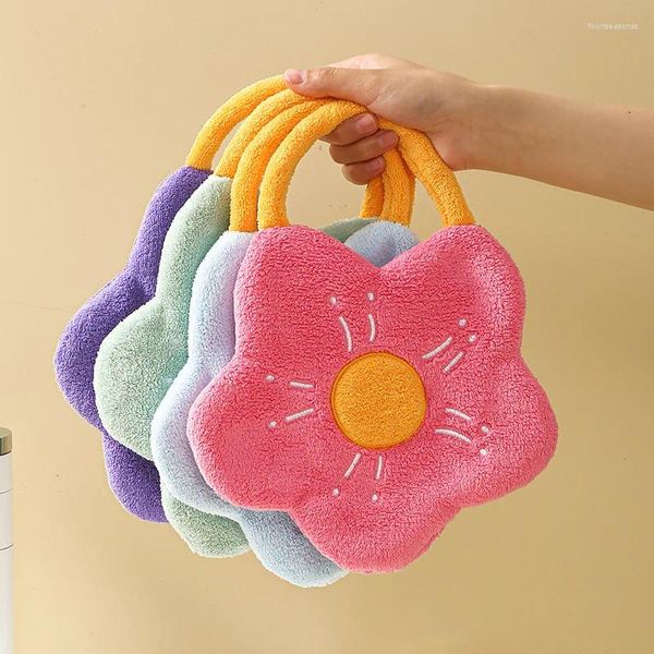 Asciugamano Asciugatura rapida A mano Velluto corallo Fazzoletto Asciugamani da cucina Strofinaccio assorbente Panno per pulizia Forme di fiori creativi