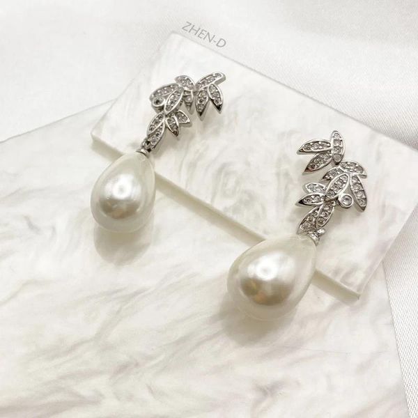 Orecchini pendenti ZHEN-D Gioielli Bellissimi perline a bulbo Forma Conchiglia Perle Cubic Zirconia Foglie Elegante Magnifico regalo per donne Ragazza