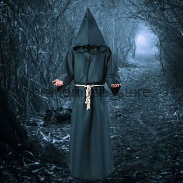 Tema traje de halloween jogar traje medieval monge traje monge robe mago traje sacerdote conjunto j231024