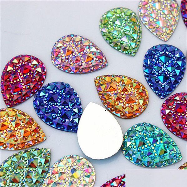 Strass Micui 50pcs 18x25mm Ab Clear Drop Resina Cristal Flatback Beads Artesanato Scrapbooking Acessórios de Roupas Zz652 Entrega Je Dhrml