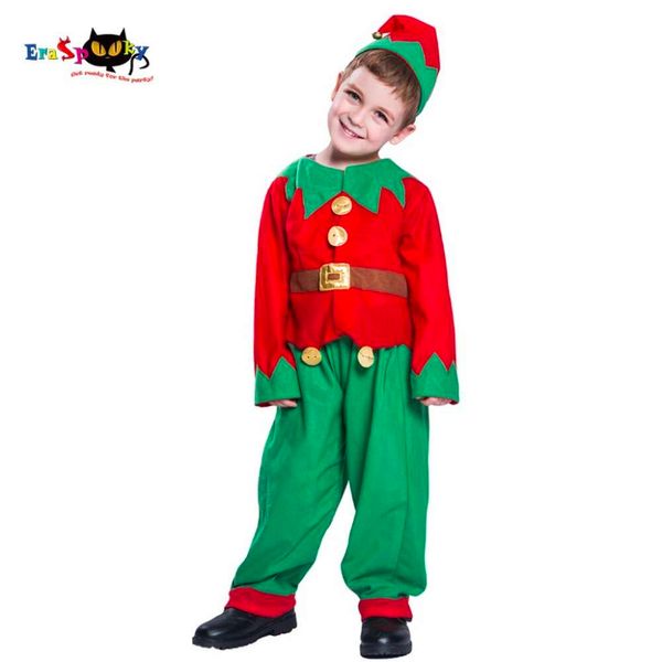 Cosplay Eraspooky Criança Traje para Crianças Papai Noel Cosplay Meninos Natal Elf Roupas Uniforme Chapéu Terno Criança Ano Novo 2018cosplay