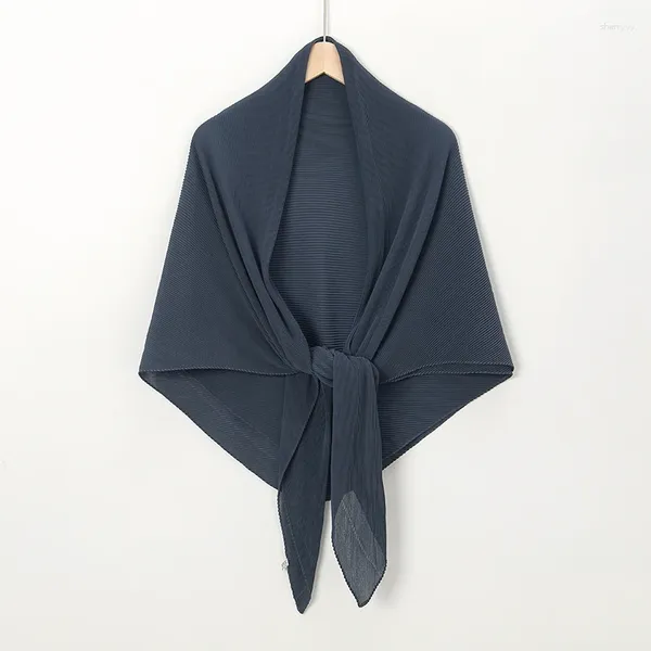 Schals Einfarbiger elastischer Falten-Quadrat-Plissee-Sofortschal Große Crinkle-Tücher und Wraps Blase Chiffon-Stola Muslim Hijab 110 110 cm