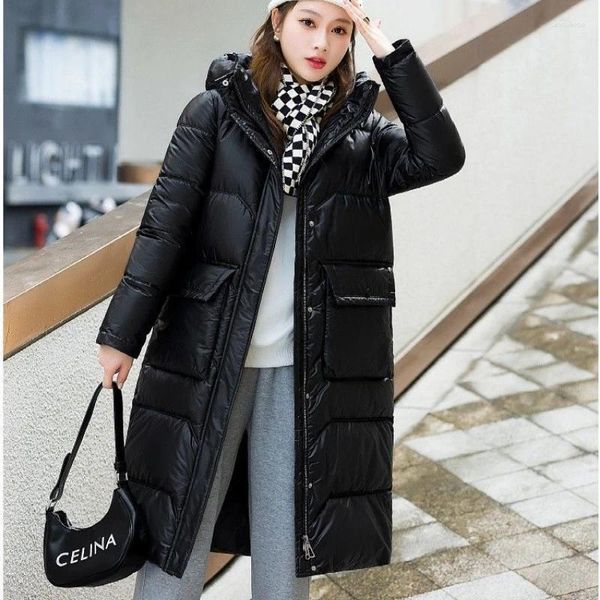 Casacos de Trench das Mulheres 2023 Inverno Mid-Comprimento Down Algodão Algodão-Acolchoado Jaqueta Parka Mulheres Grosso Puffer Quente Snowsuit Coreia Loose Outerwear