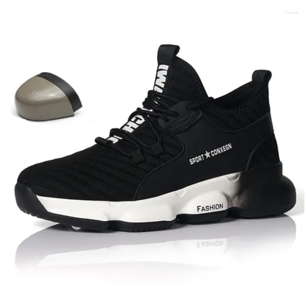 BOOTS 37-46 Açık Mekan İnşaat İş Güvenliği Erkek Ayakkabı Hava Ağı Yastığı Kayma Olmayan Aşınma Dayanıklı Tasarımcı Spor ayakkabıları