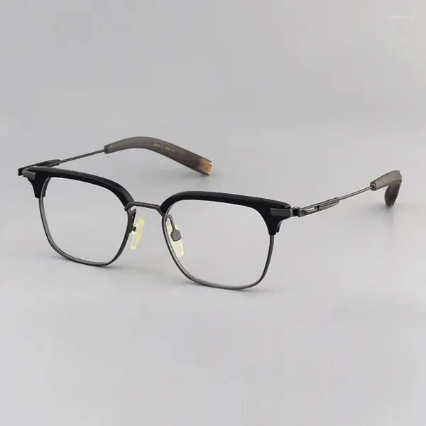 Montature per occhiali da sole Occhiali da computer fatti a mano in acetato di titanio di design di alta qualità Occhiali da vista da uomo di lusso con montatura quadrata di grandi dimensioni