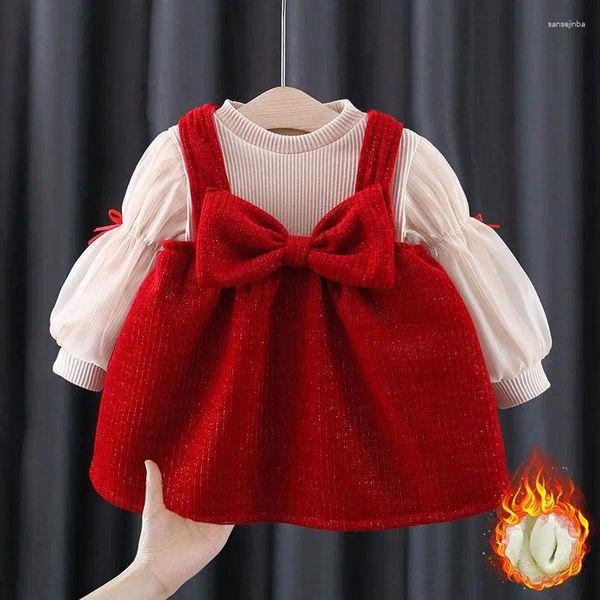 Menina vestidos de natal aniversário roupas conjuntos outono inverno bebê meninas roupas roupas da criança camiseta cinta vestido ternos para