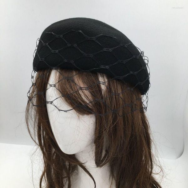 Berets 2023 moda senhoras malha boina chapéu fantasia lã feltro inverno boné mulheres fedora fascinator pillbox formal
