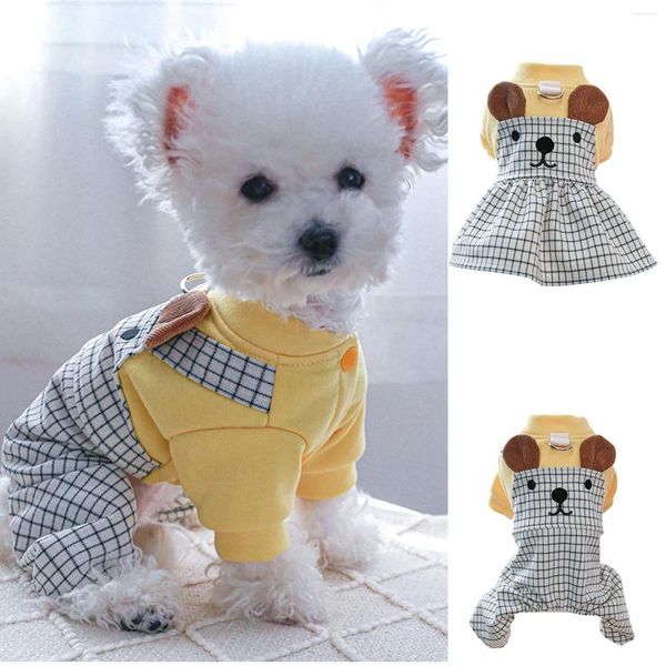 Abbigliamento per cani Vestiti Gatto Cartone animato Orso Orecchie Trazione Petto Indietro Bellissimo animale domestico per cani di piccola taglia Aspetto maschile