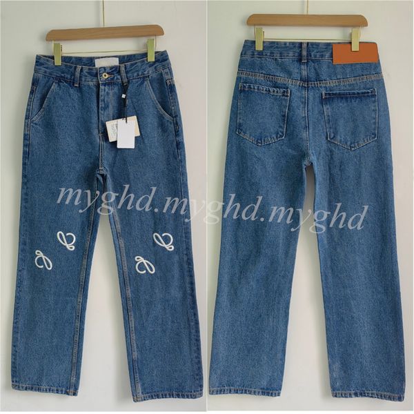 Mulheres Jeans Tamanho XS-5XL Denim Bordado Estilo Reto Calças Casuais 22102 Com Poeira Opp Bag