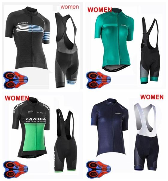 Orbea equipe das mulheres respirável ciclismo manga curta camisa 9d almofada bib shorts define secagem rápida estrada corrida roupas de bicicleta s0811052138908863