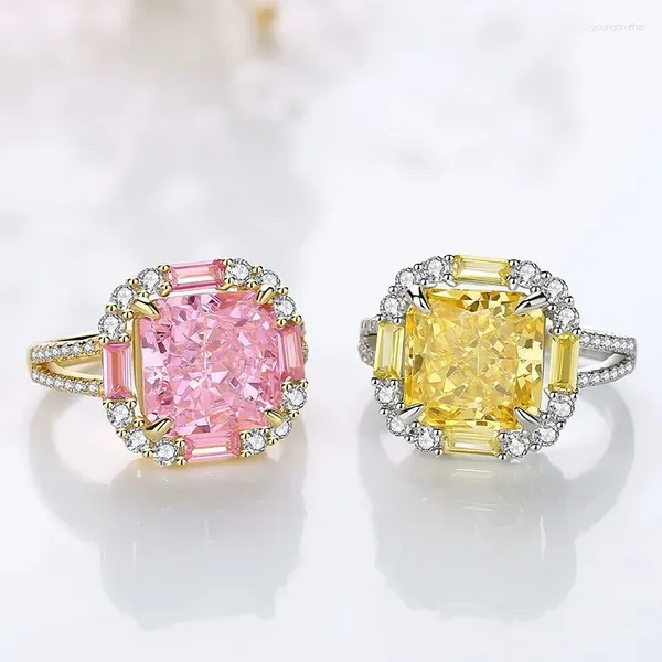 Cluster-Ringe Original Flower Cut Powder Zircon Ring Damen Super Flash S925 Sterling Silber Design Feel Diamond