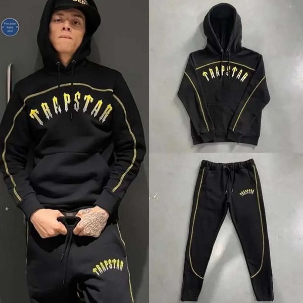 2023 Tute da uomo Trapstar Uomo Donna Felpa con cappuccio Pantaloni Set Gradiente di alta qualità ricamato in pile Felpa con cappuccio Abito