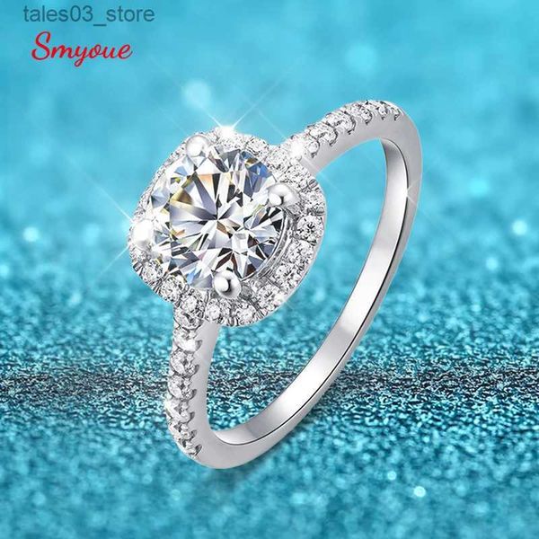 Anéis de casamento % Moissanite Anéis 1CT Diamante Brilhante Halo Anéis de Noivado Para Mulheres Meninas Promessa Presente Jóias de Prata Esterlina Q231024