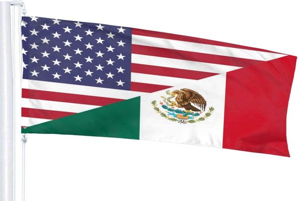 Bandera de la amistad de México, Estados Unidos, color vivo y poliéster resistente a la decoloración UV, decoración de jardín al aire libre, porche, bandera ligera, 3 x 5 pies8053039