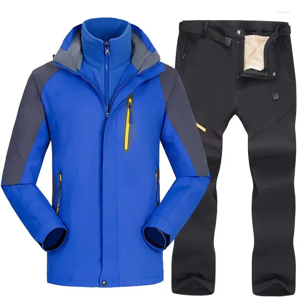 Outdoor-Jacken, Winter-Skianzug, Herren, winddicht, Fleece, Thermo-Schneejacke, Sets, Wandern, Snowboard, wasserdichte Hose