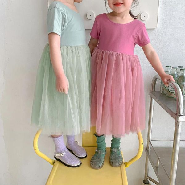 Kız Elbiseler Kızlar Elbise Batı Tarzı Sırtsız Çocuk Giysileri Yaz Kabarık Kısa Kollu Bebek Prenses Tutu Çocuklar İçin