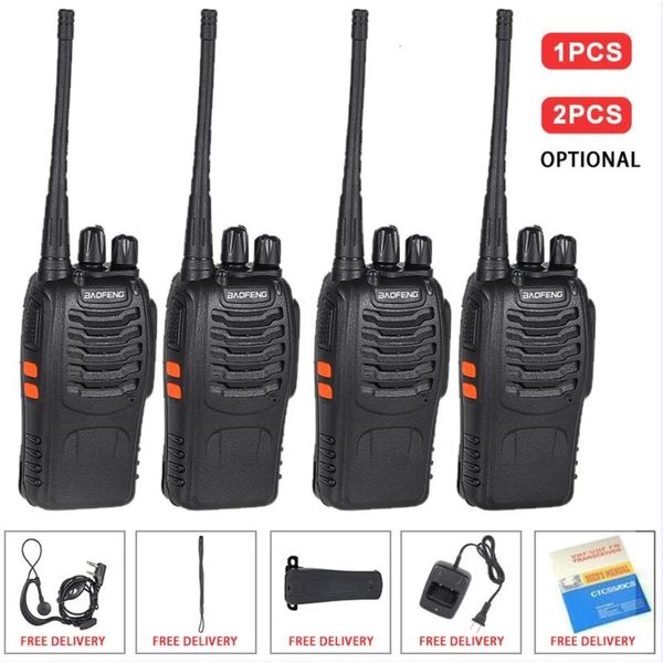 Walkie Talkie 2PCS/1PCS 5KM Reichweite Drahtloses Walkie-Talkie UHF 400-470MHz 5W Handheld Zwei-Wege-AmateurfunkDesk ChargeBF888 Sprachansage 231023